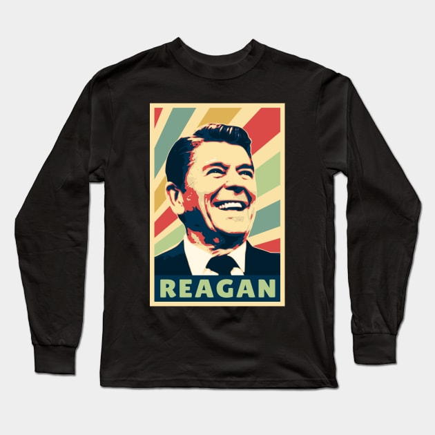 Ronald Reagan Vintage Colors Long Sleeve T-Shirt by Nerd_art